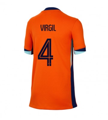 Holland Virgil van Dijk #4 Replika Hjemmebanetrøje Dame EM 2024 Kortærmet